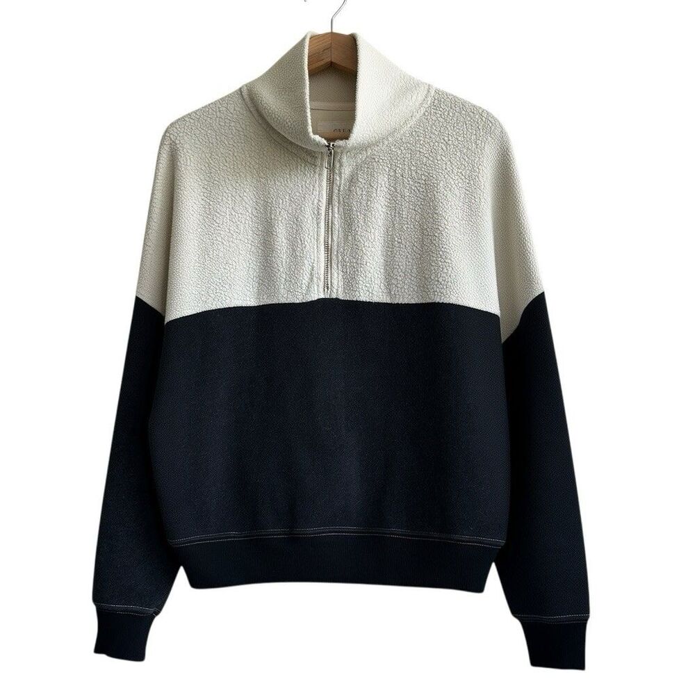 The Great. The Colorblock Sweater Sz 1 Cotton Fleece Half-Zip Collegiate